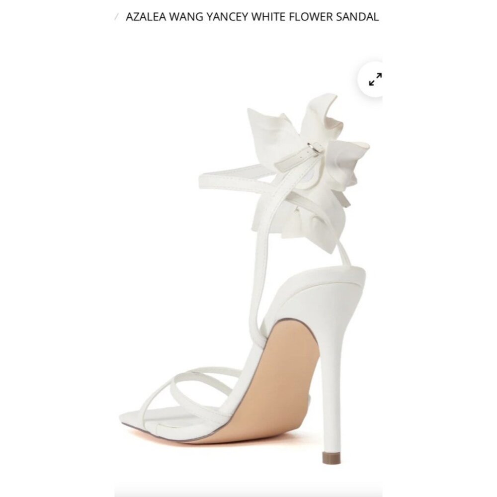 Azalea Wang Women’s 11 White Yancy Adjustable Flower Heels Sandals Stilettos - Picture 3 of 11